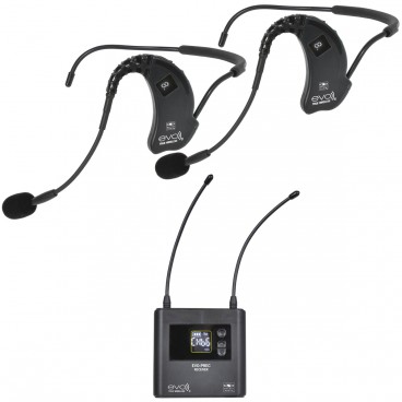 Galaxy Audio EVO-PEEP1 Water/Sweat Resistant Headset Mics and Pocket-Sized Wireless Receiver Mic System (2 -Pack)