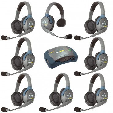 Eartec HUB817 UltraLITE 8 Person Wireless Headset System with Hub and Case (1 Single, 7 Doubles)
