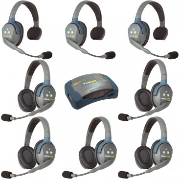 Eartec HUB835 UltraLITE 8 Person Wireless Headset System with Hub and Case (3 Singles, 5 Doubles)