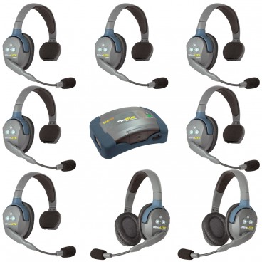 Eartec HUB862 UltraLITE 8 Person Wireless Headset System with Hub and Case (6 Singles, 2 Doubles)