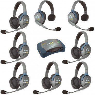 Eartec HUB826 UltraLITE 8 Person Wireless Headset System with Hub and Case (2 Singles, 6 Doubles)