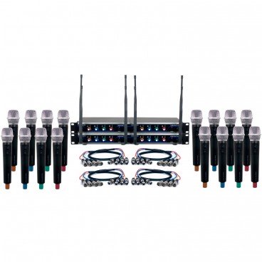 VocoPro Digital-Acapella-16 Sixteen-Channel UHF Digital Hybrid Wireless System with 16 Handheld Microphones
