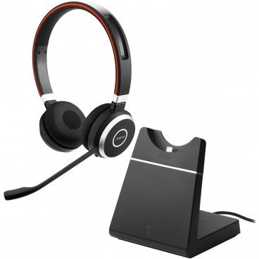 Jabra Evolve 65+ MS Stereo Wireless Headset with Noise Cancelling Mic and Charging Stand