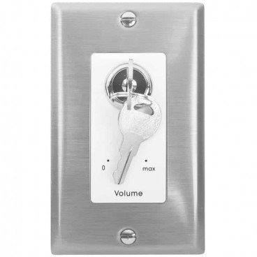 Lowell KL100-DSW Keylock Series 100W Volume Control with Key Switch - Stainless Steel and White