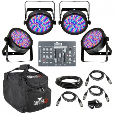 CHAUVET DJ Lighting Package with 4 SlimPAR 56 PAR Cans and Obey 3 Controller