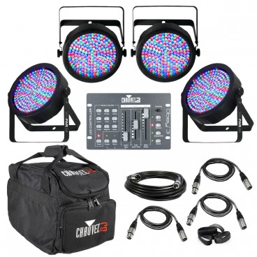 CHAUVET DJ Lighting Package with 4 SlimPAR 64 PAR Cans and Obey 3 Controller