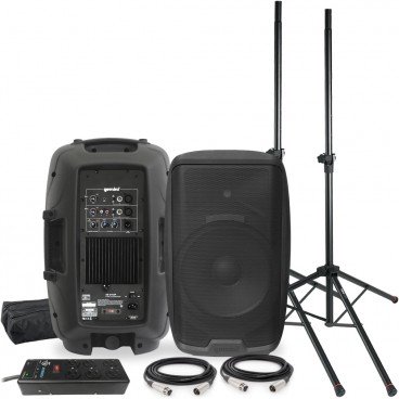 Live Sound System Package with 2 Gemini AS-2112P 12" 1500W Active Loudspeakers