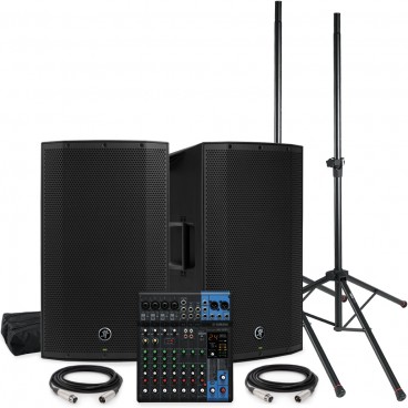Live Sound System Package with 2 Mackie Thump12A 12" Powered Speakers and Yamaha MG10XU 10-Channel Mixer