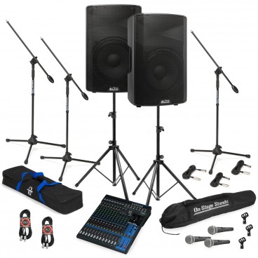 Live Sound System Package with 2 Alto Truesonic TX312 Powered Speakers and Yamaha MG16XU Mixer