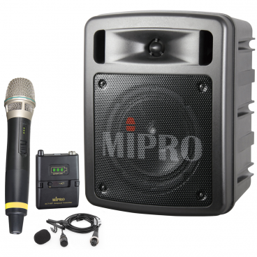 MIPRO MA-300/ACT58HT Portable 60W Dual Channel Bluetooth Wireless PA System with Wireless Handheld and Lavalier Microphone