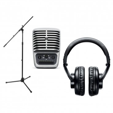 Shure Podcasting Sound System with MV51 Microphone SRH440 Professional Studio Headphones and Mic Stand