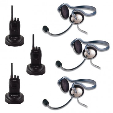 Eartec Scrambler 3-User SC-1000 2-Way Radio System with Monarch Inline PTT Headsets