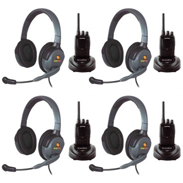 Eartec Scrambler 4-User SC-1000 2-Way Radio System with Max4G Double Inline PTT Headsets