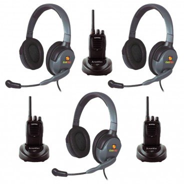 Eartec Scrambler 3-User SC-1000 2-Way Radio System with Max4G Double Inline PTT Headsets
