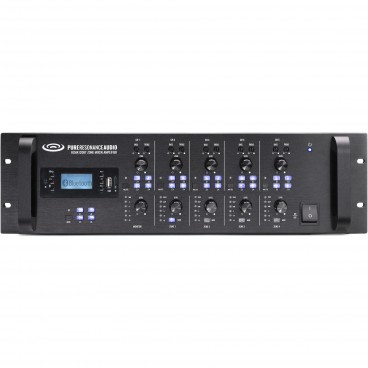 Pure Resonance Audio RZMA120BT 4 Zone 120W Commercial Rack Mount Mixer Amplifier with 4 x 120W 4 Ohm, 70V/100V and Bluetooth