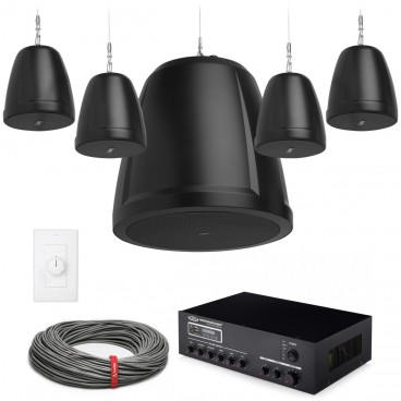 Open Architecture Ceiling Sound System with QSC Pendant Speakers - Up to 1800 SF