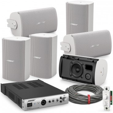 Office Sound System with 6 Bose FreeSpace FS2SE Wall Mount Speakers and IZA 190-HZ Integrated Zone Amplifier
