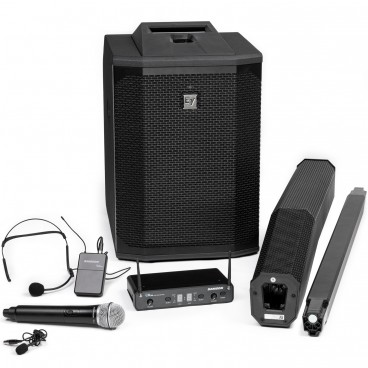 Portable PA Sound System with Electro-Voice EVOLVE 50 1000W Bluetooth System and Samson All-In-One Dual Channel Wireless Microphone System