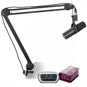 Podcast Equipment Kit with Shure SM7B Microphone, MVi Audio Interface and Microphone Signal Booster