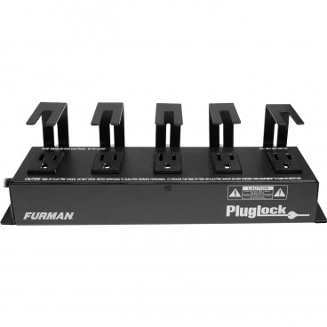 Furman PlugLock 15A Power Distribution Strip 5 Spaced Outlets with Brackets and 5ft Cord (No Surge Protection)