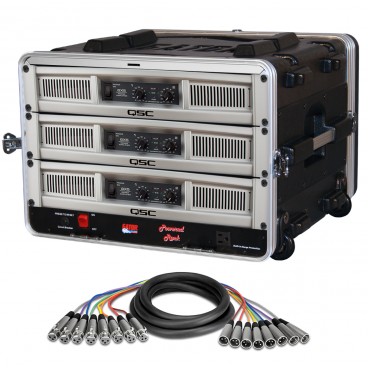 QSC Power Amplifier Rack Package with 3 GX5 and Gator Rolling Rack