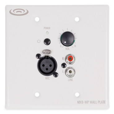 Pure Resonance Audio remote wall control panel with XLR and RCA inputs and volume control for the MX84 4-zone mixer