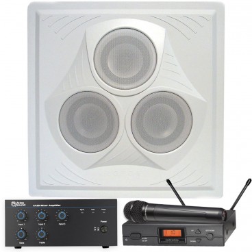Wireless Classroom Sound System with Vector Ceiling Speaker, Atlas Sound AA35 Mixer Amplifier and Audio-Technica Wireless Microphone