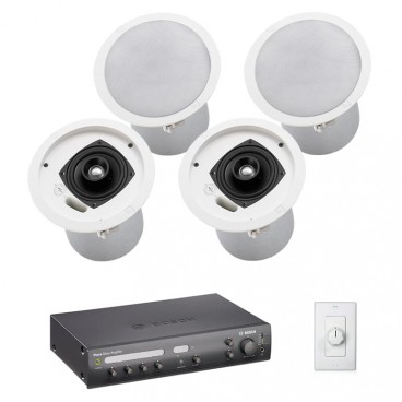 Restaurant Sound System with 4 Electro-Voice EVID C4.2 In-Ceiling Loudspeakers and Bosch PLENA Mixer Amplifier