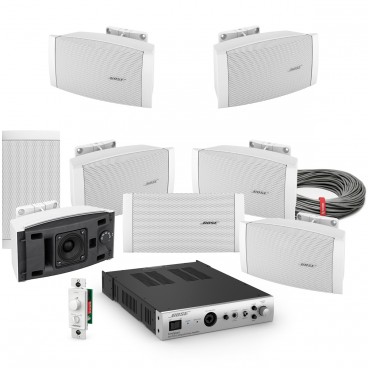 Bose Restaurant Sound System with 8 Indoor Outdoor FreeSpace DS 16SE Wall Mount Speakers and FreeSpace IZA 190-HZ Zone Amplifier