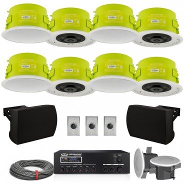 Bar and Restaurant Sound System with 10 Ceiling Speakers, 2 Surface Mount Speakers and Bluetooth Streaming Mixer Amplifier (Discontinued Components)