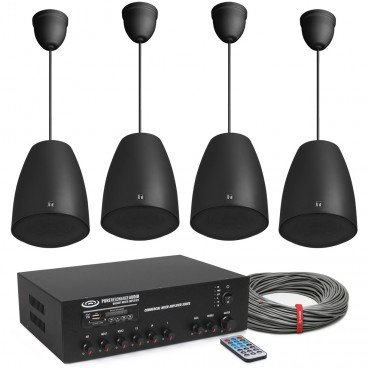 Retail Background Music System with 4 TOA Pendant Speakers and MA30BT 30W Bluetooth Mixer Amplifier