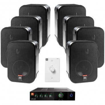 Retail Sound System with 8 JBL CSS-1S/T Surface Mount Speakers and JBL CSMA 180 Mixer Amplifier