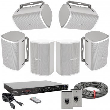 Outdoor Restaurant Sound Systems, White Outdoor Center Channel Speaker