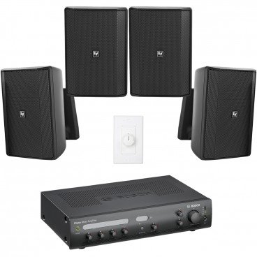 Retail Store Sound System with 4 Electro-Voice EVID-S5.2T Outdoor Loudspeakers and Bosch PLENA Mixer Amplifier