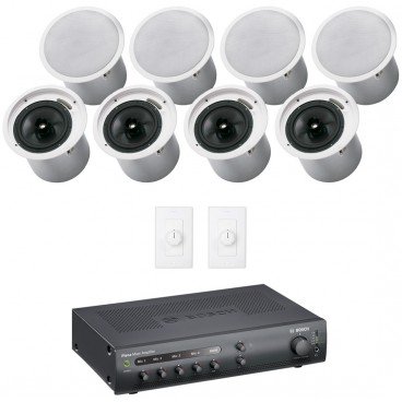 Retail Store Sound System with 8 Electro-Voice EVID C8.2 In-Ceiling Loudspeakers and Bosch PLENA Mixer Amplifier