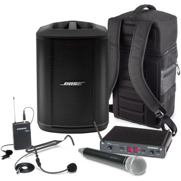 Portable Classroom Sound System Package with Bose S1 Pro+, Dual-User Wireless Microphone System and Backpack