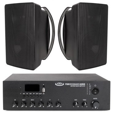 Small Classroom Sound System with 2 S6 6.5" 70V Surface Mount Speakers and MA120BT 120W Bluetooth Mixer Amplifier