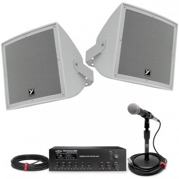 Baseball Stadium Sound System with 2 Yorkville Weather Resistant Outdoor Loudspeakers and 120W Bluetooth Mixer Amplifier