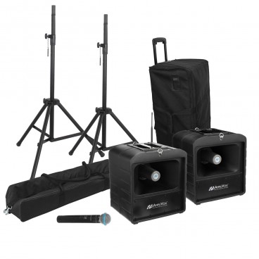 AmpliVox SW6824 Premium Mega Hailer PA Bundle with Wireless Handheld Microphone