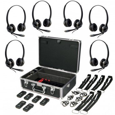 Listen Tech 6 Person ListenTALK Event Coordination Wireless Headset System for Moderate Noise Environments