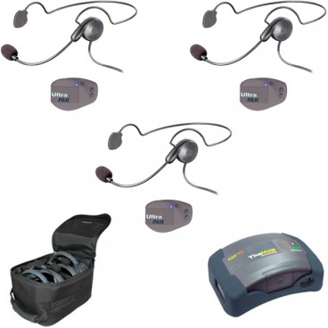 Eartec UPCYB3 UltraPAK 3-Person HUB Wireless Intercom System with Cyber Headsets