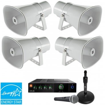 Indoor Outdoor Rated Industrial PA Sound System for Warehouses, Loading Docks and Parking Areas (ENERGY STAR Certified)