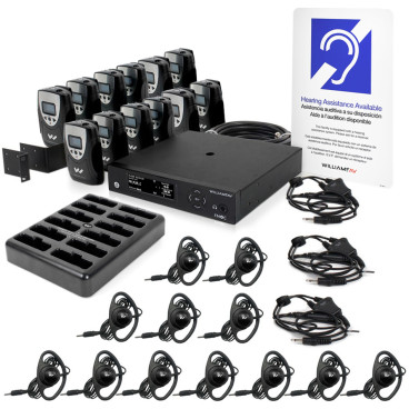 Williams AV FM+ 558-12 PRO D Assistive Listening System with Dante and Rack Panel Kit for Dual FM and Wi-Fi Transmission (12 Receivers)
