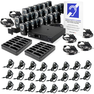 Williams AV FM+ 558-24 PRO D Assistive Listening System with Dante and Rack Panel Kit for Dual FM and Wi-Fi Transmission (24 Receivers)