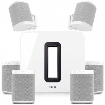 Wireless Retail Store Speaker System with 6 Sonos ONE Compact Smart Speakers with WiFi Music Streaming and Wireless Sub (Discontinued Components)