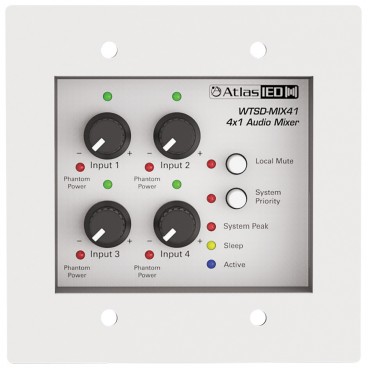 Atlas Sound WTSD-MIX41K Indoor Outdoor 4x1 Analog Wall Mic / Line Aux Mixer