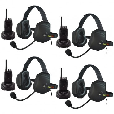 Eartec Scrambler 4-User SC-1000 2-Way Radio System with XTreme Inline PTT Headsets