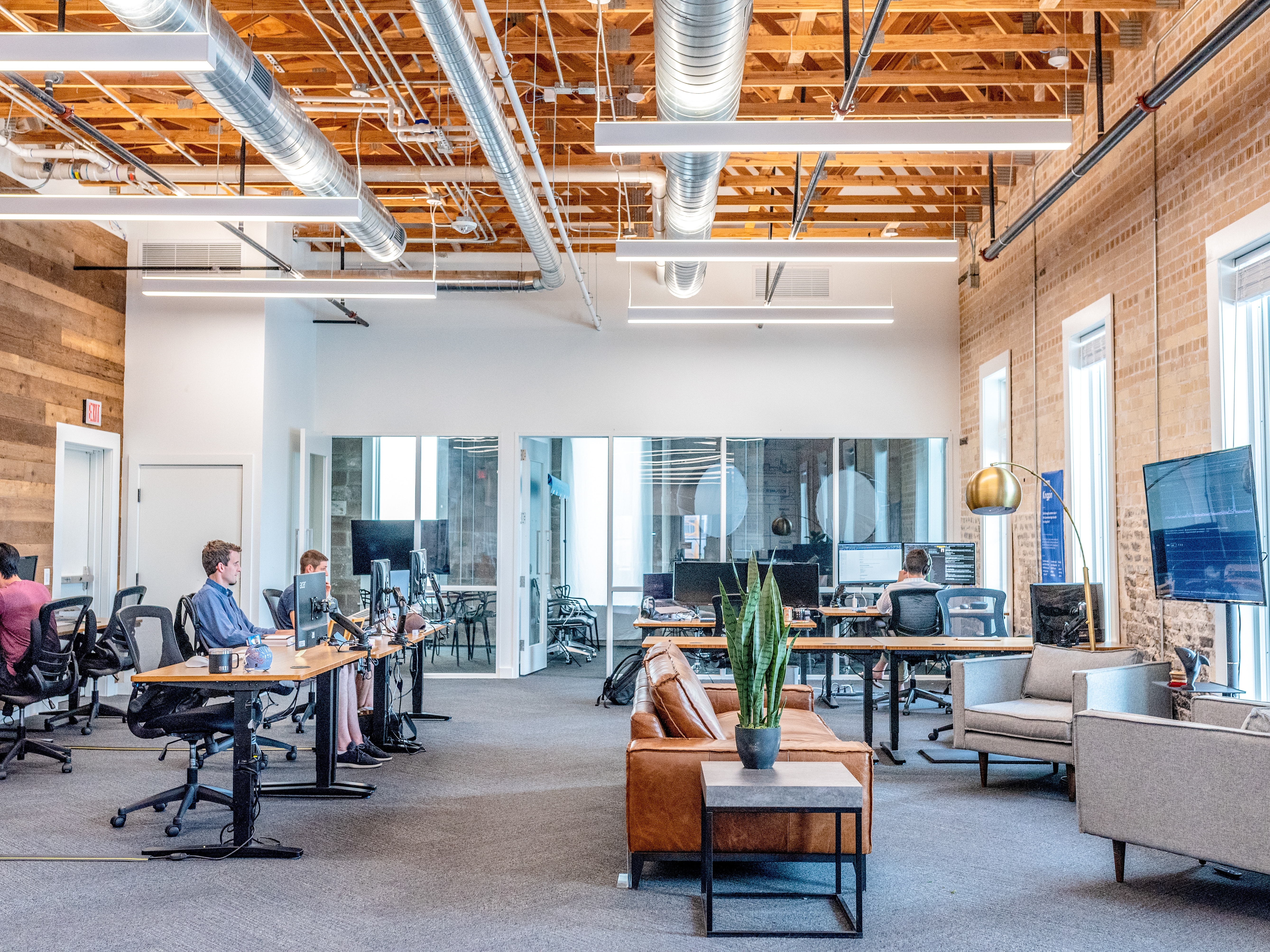 Open office space with high ceilings
