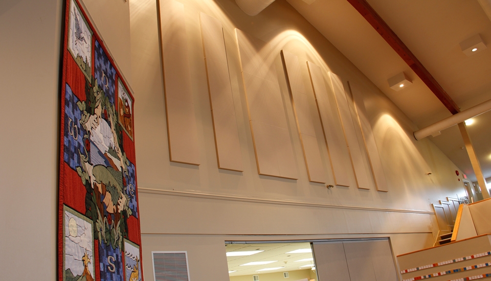 church with acoustic sound treatment panels