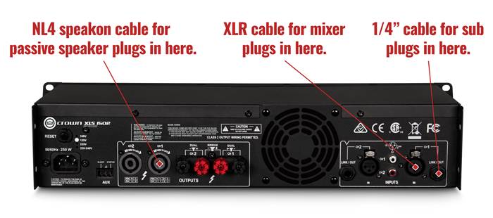 Crown XLS1502 Power Amplifier Wiring Diagram How to connect an active subwoofer to a Crown XLS1502 power amplifier